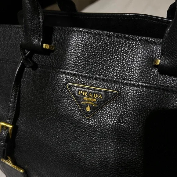 Prada Vitello Daino Tote Black Bag Vintage - Picture 4 of 13